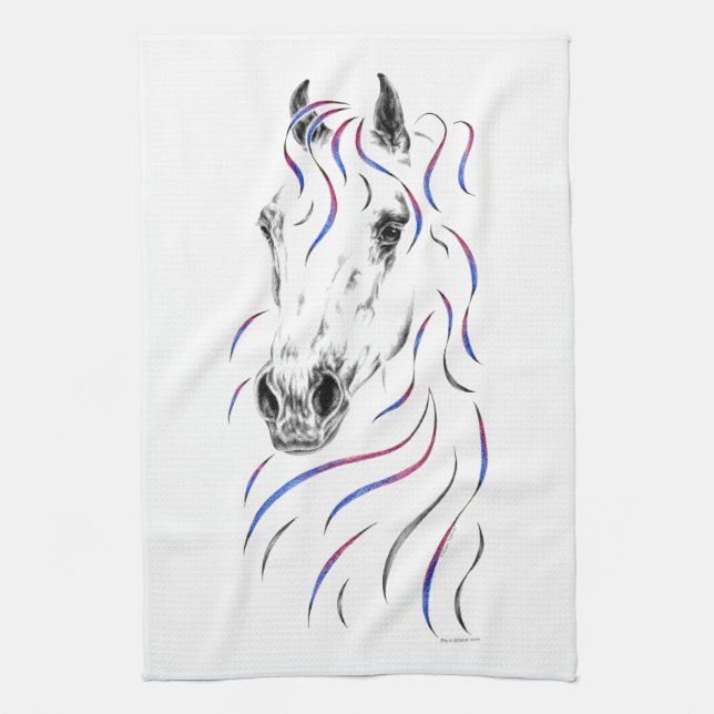 Linge De Cuisine Cheval arabe élégant (Vertical)