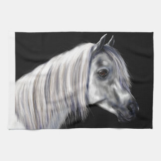 Linge De Cuisine Cheval arabe gris argenté