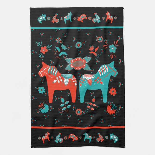 Linge De Cuisine Cheval Dala folklorique suédois (Vertical)
