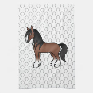 Linge De Cuisine Cheval de dessin animé Shire Clydesdale Vanner Tsi