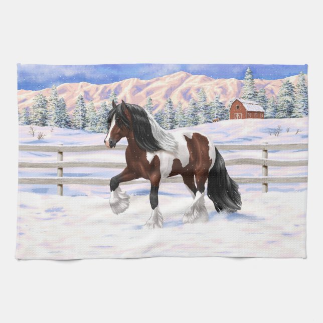 Linge De Cuisine Cheval de Tinker Tinker Gypsy Vanner Brown Pinto (Horizontal)