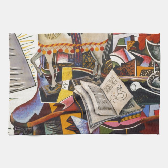 Linge De Cuisine Cheval Pipe Fleur rouge par Joan Miro (Horizontal)