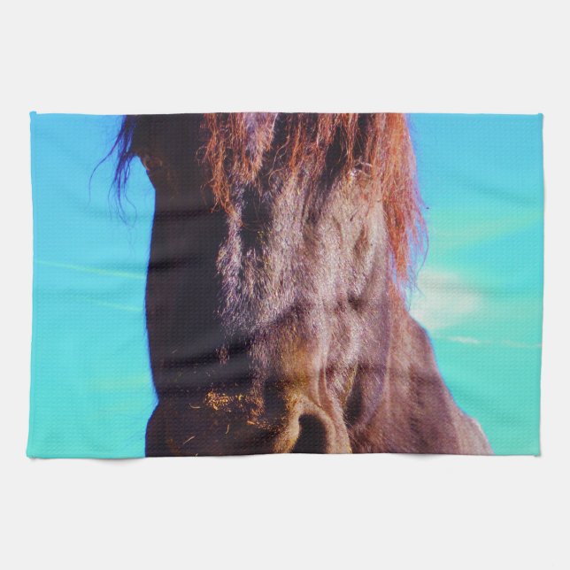 Linge De Cuisine Cheval pourpre avec Bouche verte (Horizontal)