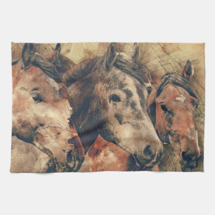Linge De Cuisine Chevaux d'aquarelle