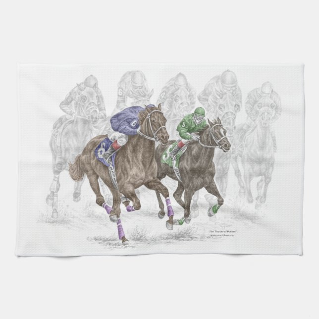 Linge De Cuisine Chevaux de course à la galopante (Horizontal)
