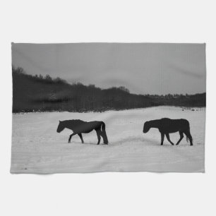 Linge De Cuisine Chevaux sur la neige ktcn