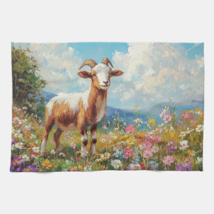 Linge De Cuisine Chèvre mignonne Coloré Fleur sauvage Meadow