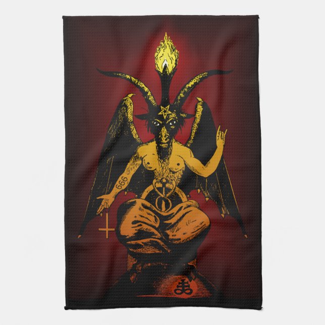 Linge De Cuisine Chèvre satanique 16x24 sur le tissu (Vertical)