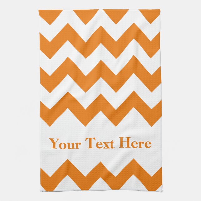 Linge De Cuisine Chevron audacieux orange avec le texte (Vertical)