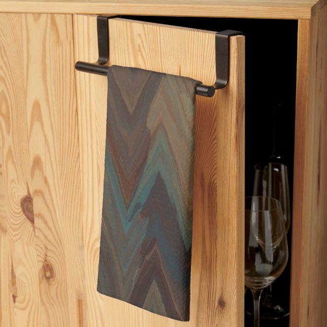 Linge De Cuisine Chevron Brown sud-ouest (Pliage en tiers)