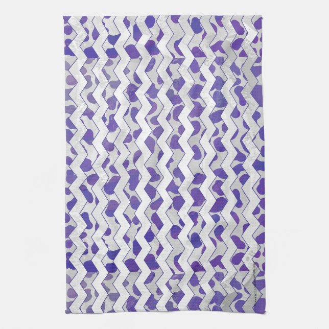 Linge De Cuisine Chevron Dalmatien violet et blanc (Vertical)