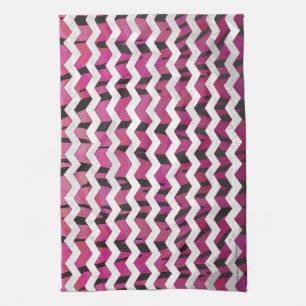 Linge De Cuisine Chevron Tiger rose chaud et noir