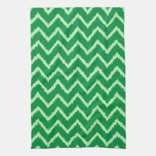 Linge De Cuisine Chevrons Ikat - pin et vert clair