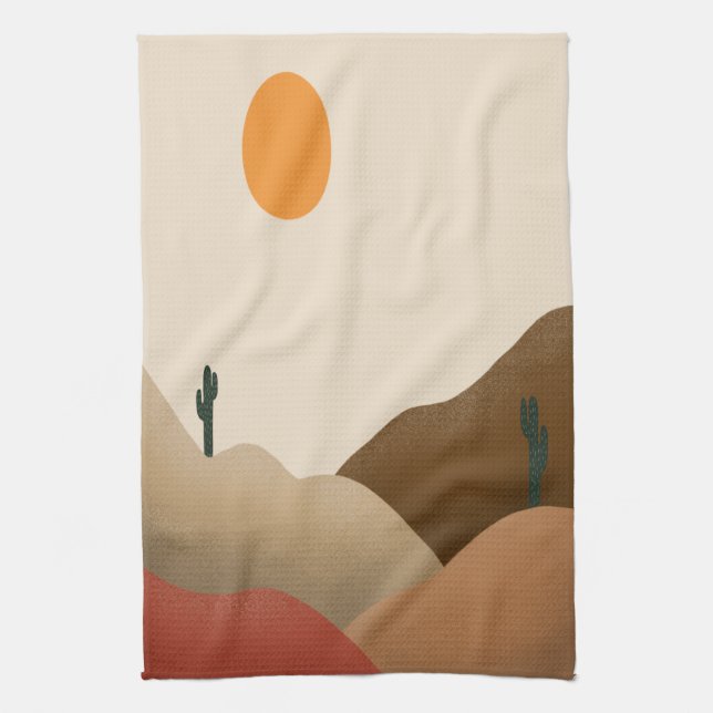 Linge De Cuisine Chic Boho Terracotta Desert Cactus (Vertical)