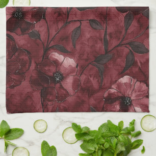 Linge De Cuisine Chic bordeaux rouge floral douche de mariée