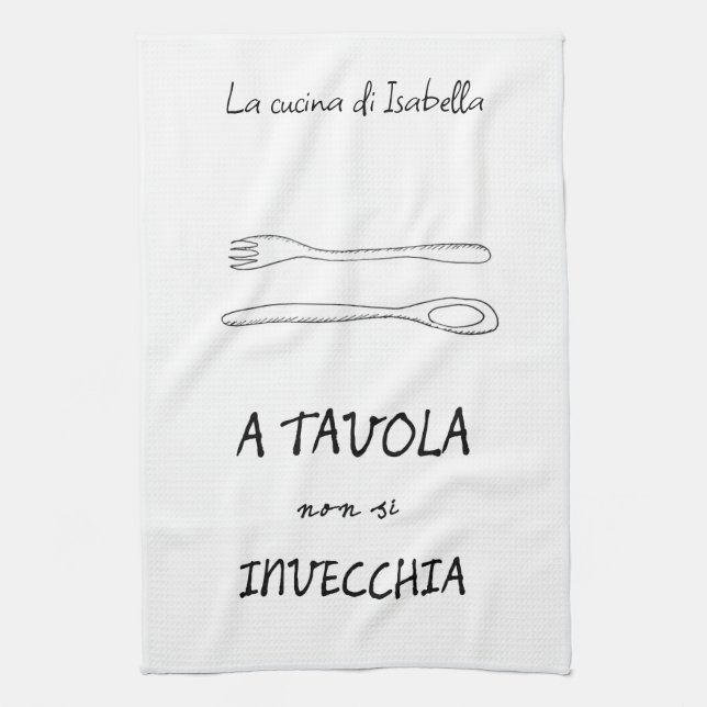 Linge De Cuisine Chic cuisine italienne cuillère citation fourche (Vertical)