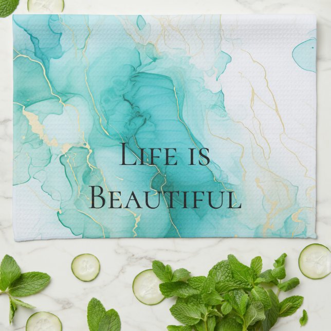 Linge De Cuisine Chic Mint White Gold Fête des mariées (Plié)