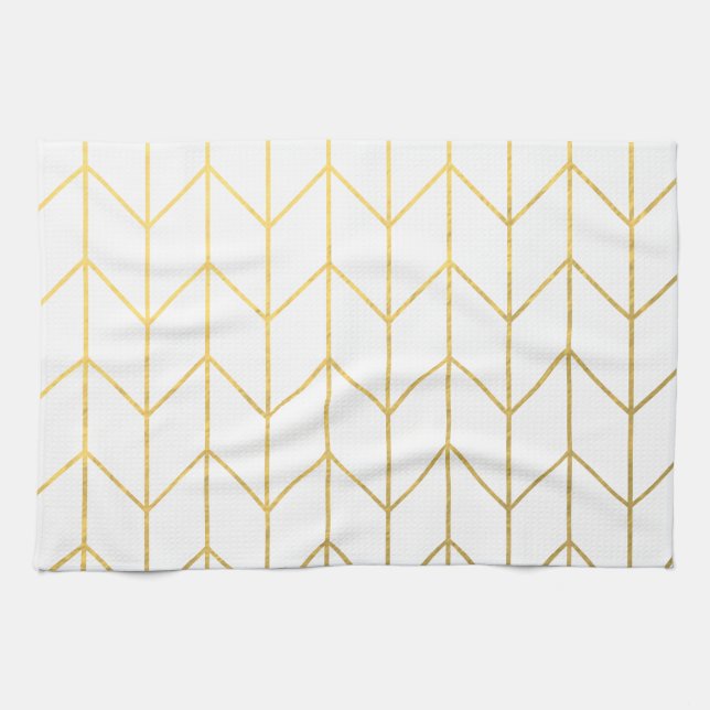 Linge De Cuisine Chic moderne d'arrière - plan blanc de Chevron (Horizontal)