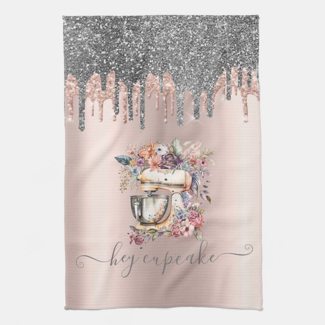 Linge De Cuisine Chic Parties scintillant Argent Drivers Floral Mix (Vertical)