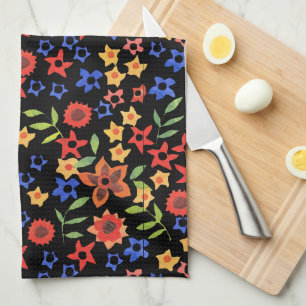 Linge De Cuisine Chic Retro Floral Imprimer Cuisine personnalisée S
