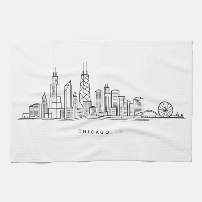 Linge De Cuisine Chicago IL Cityscape Illustration (Horizontal)