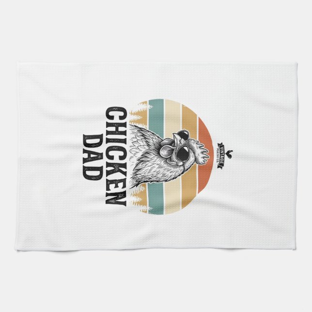 Linge De Cuisine Chicken Dad Vintage Sunset Funny Chicken Lover Shi (Horizontal)