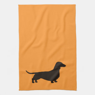 Linge De Cuisine Chien aux cheveux courts de saucisse de silhouette