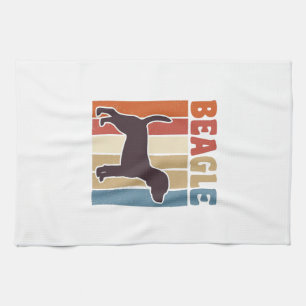 Linge De Cuisine Chien Beagle Vintage Dessin Vectoriel Rayure Rétro