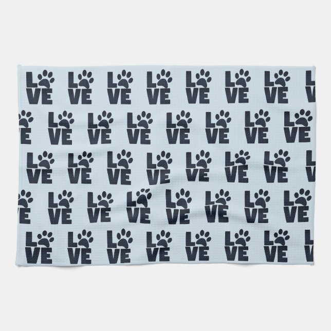 Linge De Cuisine Chien Chat Animaux de compagnie Amour Empreintes d (Horizontal)