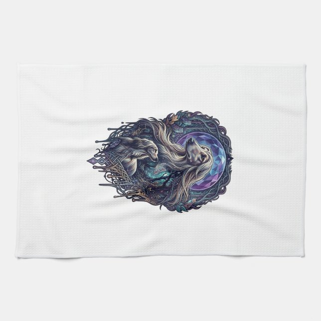 Linge De Cuisine Chien Crystal Moon Forêt Enchantée_1 (Horizontal)