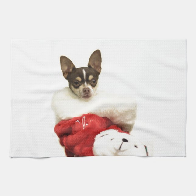 Linge De Cuisine Chien de chiwawa de Noël (Horizontal)