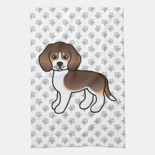 Linge De Cuisine Chien de dessin animé mignon Beagle tricolore au c