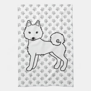 Linge De Cuisine Chien de dessin animé mignon Klee Kai blanc d'Alas