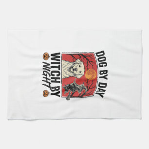 Linge De Cuisine Chien de Jour Sorcière de Nuit Vintage Halloween C