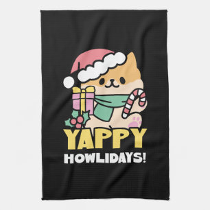 Linge De Cuisine Chien de Noël mignon - Yappy Howlidays