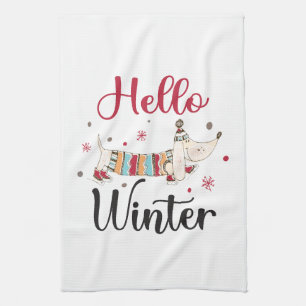 Linge De Cuisine Chien de patinage sur glace mignon
