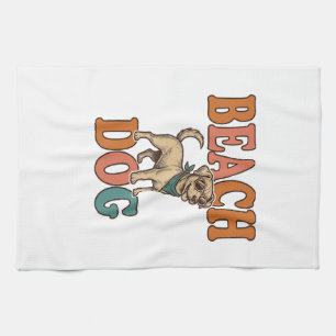 Linge De Cuisine Chien de plage gravure vintage conception graphiqu