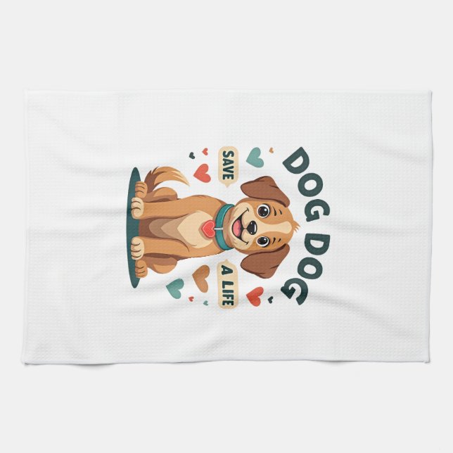 Linge De Cuisine Chien de sauvetage mignon vintage sauve une vie Ca (Horizontal)