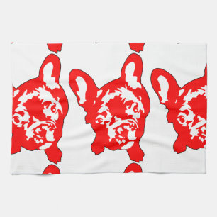 Linge De Cuisine Chien de taureau rouge blanc mignon français
