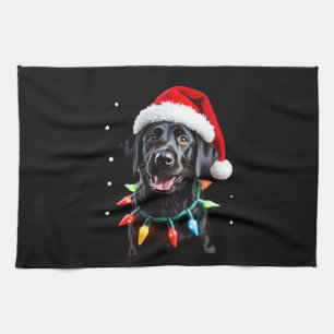 Linge De Cuisine Chien en pyjama à lumières de sapin de Noël Labrad