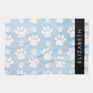 Linge De Cuisine Chien Paws, White Paws, Blue Watercolor, Votre nom