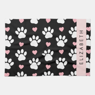 Linge De Cuisine Chien Paws, White Paws, Rose Hearts, Votre Nom
