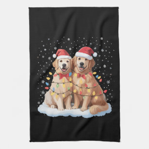 Linge De Cuisine Chien Retriever doré Noël Chapeau de Père Noël Ren