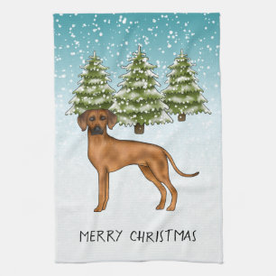 Linge De Cuisine Chien Rhodesian Ridgeback Lion Chien Forêt enneigé