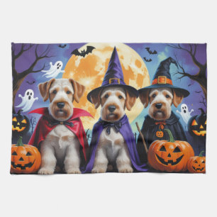 Linge De Cuisine Chiens Airedale Terrier Citrouille Halloween Funny