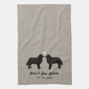 Linge De Cuisine Chiens de montagne bernois avec cœur et texte