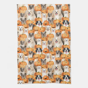 Linge De Cuisine Chiens d'Halloween - Races de chiens mignons avec 