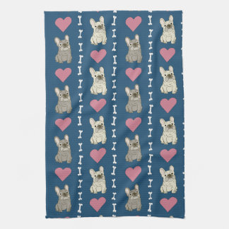 Linge De Cuisine Chiens mignons, Frenchie, cœurs et os
