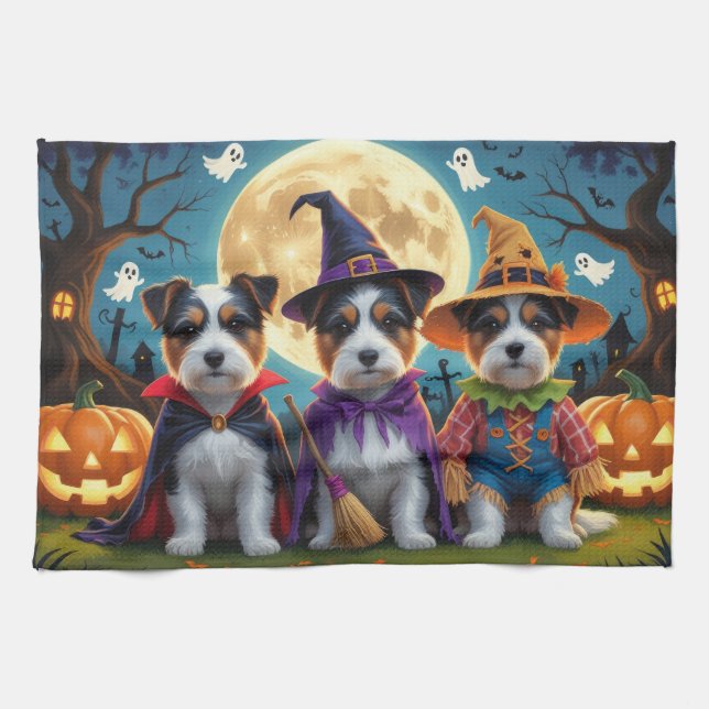 Linge De Cuisine Chiens Terrier Australien Citrouille Halloween Drô (Horizontal)