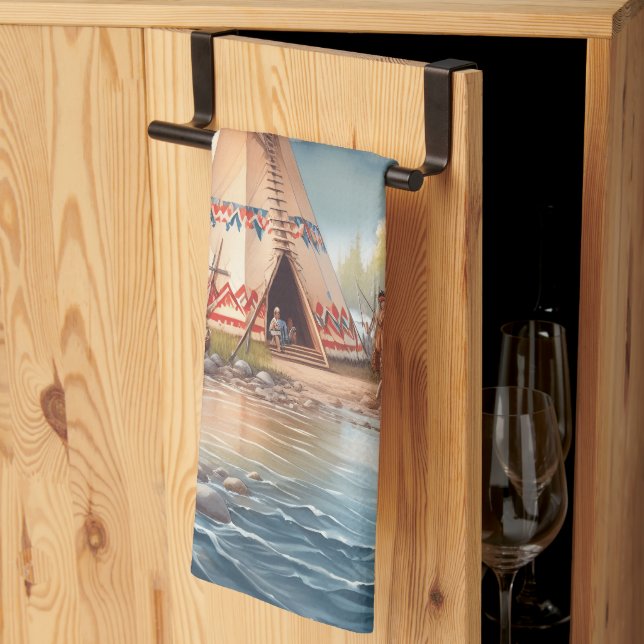 Linge De Cuisine Chiffre traditionnel indien Teepee Nature Scène Di (Pliage en tiers)